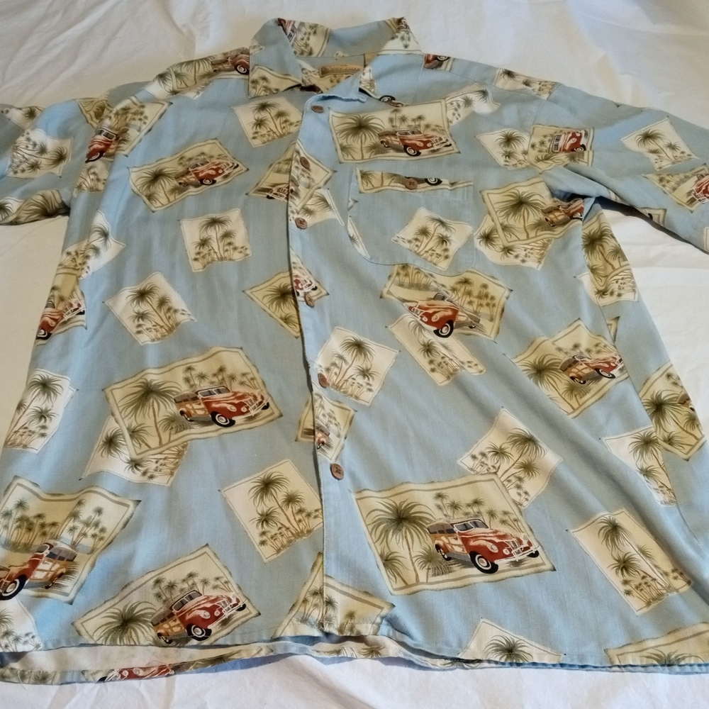 Vintage Car Print Light Blue Men's Shirt